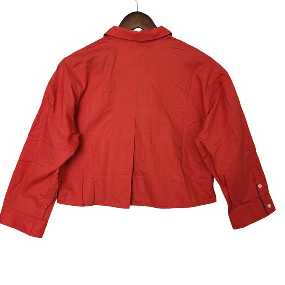 Everlane Woven Cropped Pajama Top Womens Size XS Red Boxy Loungewear NWT - Picture 2 of 8